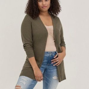 SLUB BOYFRIEND CARDIGAN BUTTON-FRONT SWEATER